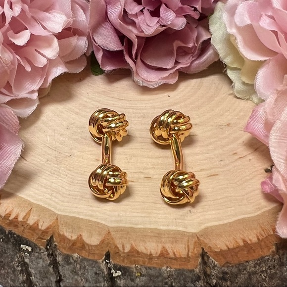 ‘Tying the Knot’ Gold Knotted Cufflinks Tuxedo Studs Formal 8 Pcs Set - Picture 12 of 17